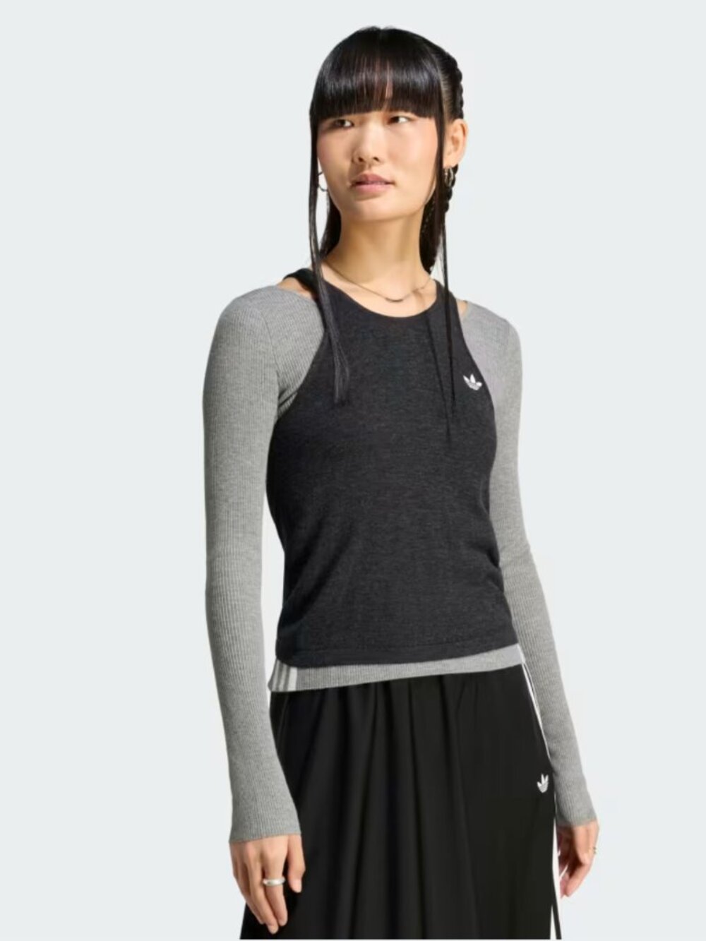 adidas originals women's gray long sleeve layered tee - BNWT size M, size L
